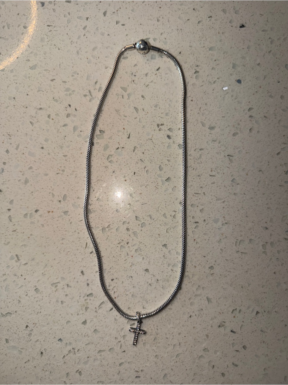 Pandora Silver Cross Necklace with Cubic Accents